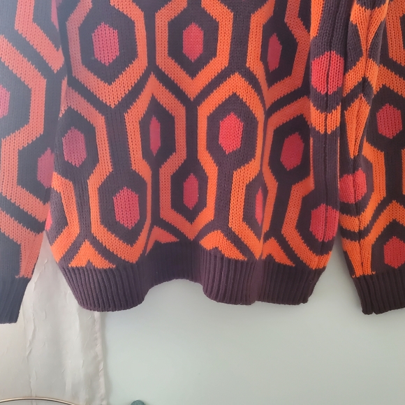 Men's Orange & Dark Brown Geometric Button-Up Sweater - Picture 9 of 13